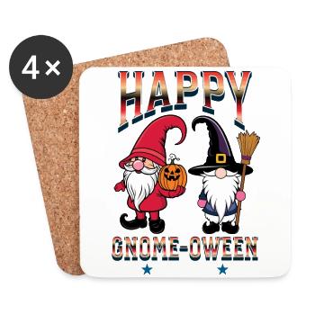 Happy Gnome-Oween Funny Halloween Gnome - Coasters (set of 4) - white - Front