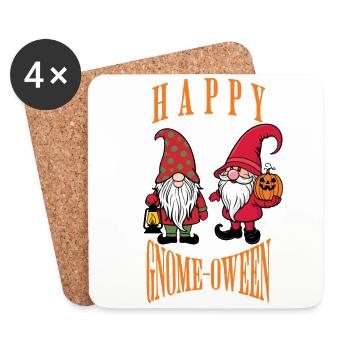 Happy Gnome-Oween Lustiger Halloween Spruch - Untersetzer (4er-Set) - Weiß - Vorne