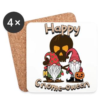 Happy Gnome-Oween Drôle Gnome D’Halloween Dicton - Dessous de verre (lot de 4) - blanc - Devant