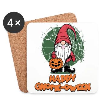 Happy Gnome-Oween Funny Gnome Halloween Saying - Coasters (set of 4) - white - Front
