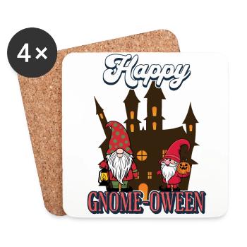 Happy Gnome-Oween Funny Halloween Gnome Saying - Coasters (set of 4) - white - Front