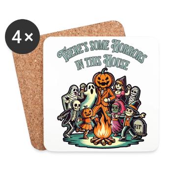 There's Some Horrors Lustiger Halloween Spruch - Untersetzer (4er-Set) - Weiß - Vorne
