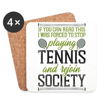 Raquette de joueur de tennis drôle si vous - Dessous de verre (lot de 4) - blanc - Devant
