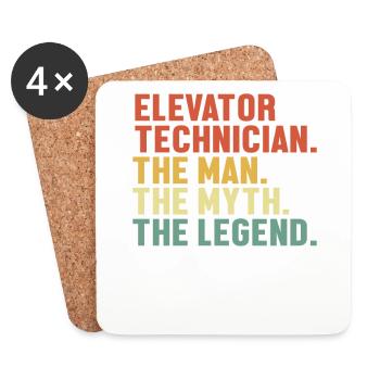 Technicien d’ascenseur Homme Mythe Légende Réparation - Dessous de verre (lot de 4) - blanc - Devant