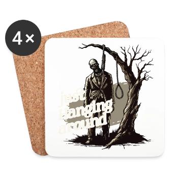 Lustige Halloween Spruch just hanging around - Untersetzer (4er-Set) - Weiß - Vorne