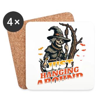 Funny Halloween Saying Just Hanging Around - Coasters (set of 4) - white - Front