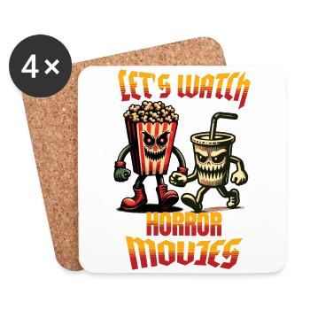 Horror Movies Funny Halloween Saying Design - Coasters (set of 4) - white - Front