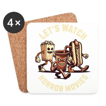 Let's Watch Horror Movies Funny Saying Design - Coasters (set of 4) - white - Front