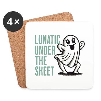Lunatique sous le drap drôle de conception fantôme - Dessous de verre (lot de 4) - blanc - Devant