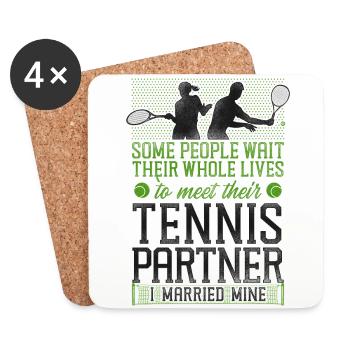 Funny Tennis Player Racket Husband - Coasters (set of 4) - white - Front