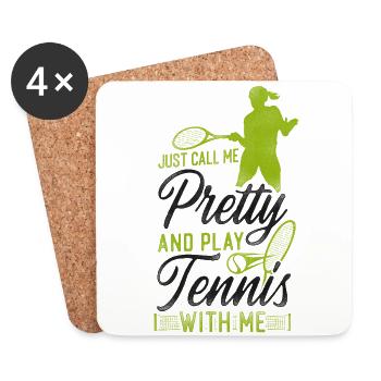 Funny Tennis Player Racket Girl - Coasters (set of 4) - white - Front