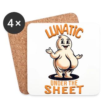Lunatic Under Sheet Lustiges Gespenster Design - Untersetzer (4er-Set) - Weiß - Vorne