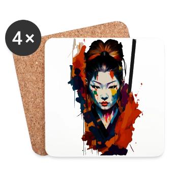 Samurai Warrior – Flashy Splash Art - Coasters (set of 4) - white - Front