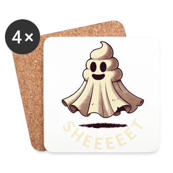 Drôle caca tas fantôme caca humoristique - Dessous de verre (lot de 4) - blanc - Devant