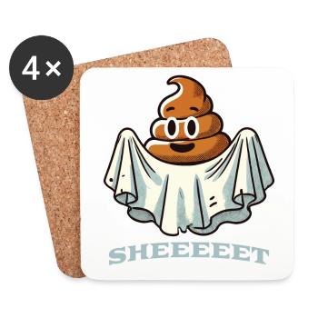 Funny Poop Pile Ghost Sheet Ghost - Coasters (set of 4) - white - Front