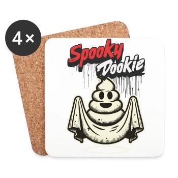 Drôle tas de caca fantôme effrayant dookie - Dessous de verre (lot de 4) - blanc - Devant