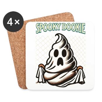 Drôle tas de caca fantôme effrayant dookie - Dessous de verre (lot de 4) - blanc - Devant