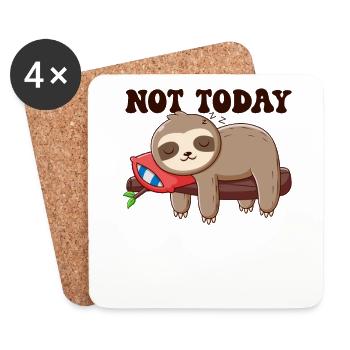 Not Today Folivora Brown-Throated Pilosa Lover - Coasters (set of 4) - white - Front