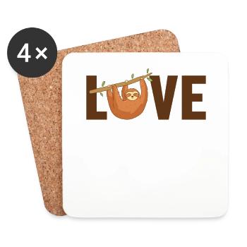 Love Folivora Brown-Throated Pilosa Lover Sloth - Coasters (set of 4) - white - Front
