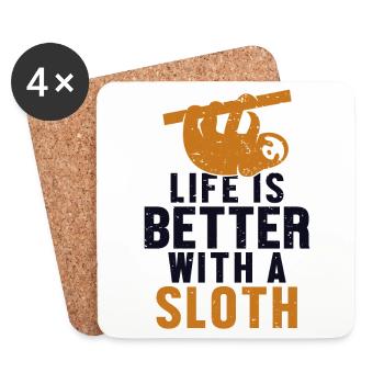 Life is Better with a Sloth Pilosa Folivora Lover - Coasters (set of 4) - white - Front