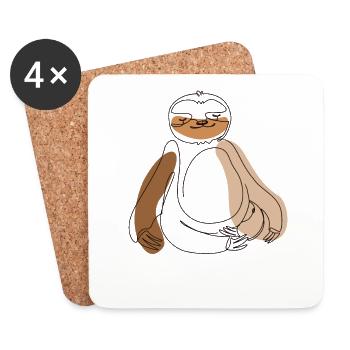 Lineart Pilosa Folivora Brown-Throated Lover Sloth - Coasters (set of 4) - white - Front