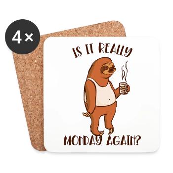 Is It Really Monday Again Brown-Throated Pilosa - Coasters (set of 4) - white - Front