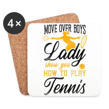 Drôle de joueur de tennis raquette fille - Dessous de verre (lot de 4) - blanc - Devant