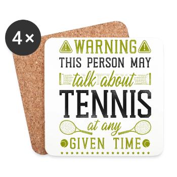 Funny Tennis Player Racket Warning - Coasters (set of 4) - white - Front