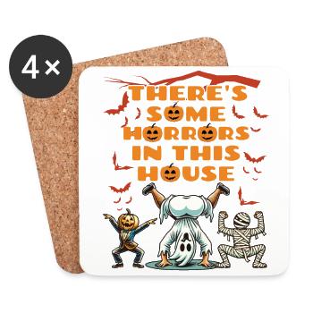 Il y a des horreurs dans cette maison Lustiger Spruch - Dessous de verre (lot de 4) - blanc - Devant