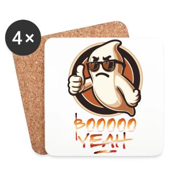 Boo Yeah Gespenst Lustiges Spruch Design - Untersetzer (4er-Set) - Weiß - Vorne