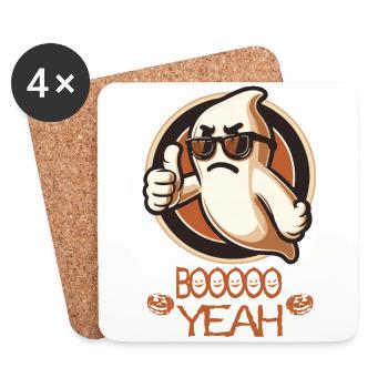 Boo yes Ghost Halloween Saying Design - Coasters (set of 4) - white - Front