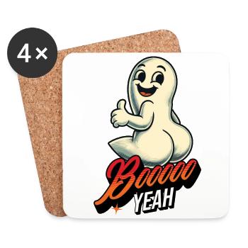 Boo Yeah Fantôme Drôle Dire Design - Dessous de verre (lot de 4) - blanc - Devant