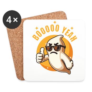 Boo Yeah Fantôme Drôle Halloween Design - Dessous de verre (lot de 4) - blanc - Devant