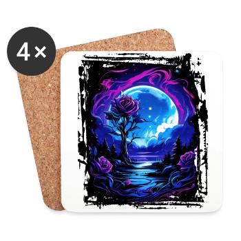 Dreamlike moonlight and a magical rose - Coasters (set of 4) - white - Front