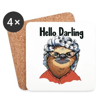 Bonjour Darling Folivora Pilosa à gorge brune - Dessous de verre (lot de 4) - blanc - Devant