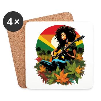 Rastafarian guitarist in reggae style - Coasters (set of 4) - white - Front