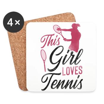 Drôle de joueur de tennis raquette fille - Dessous de verre (lot de 4) - blanc - Devant