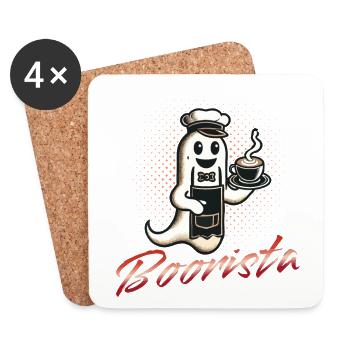 Funny Coffee Saying Boorista Halloween Ghost - Coasters (set of 4) - white - Front