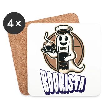 Funny Coffee Saying Boorista Halloween Ghost - Coasters (set of 4) - white - Front