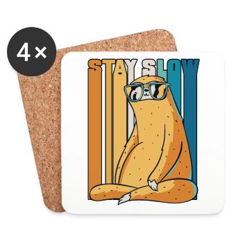 Stay Slow Brown-Throated Pilosa Folivora Lover - Coasters (set of 4) - white - Front