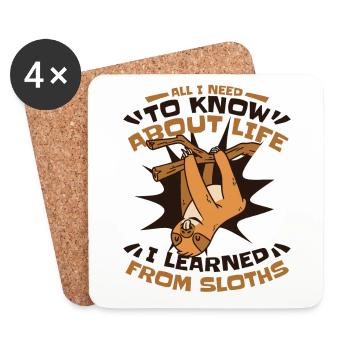I Learned From Sloths Folivora Brown-Throated - Coasters (set of 4) - white - Front