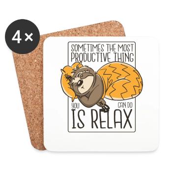 The Most Productive Thing Is Relax Pilosa - Coasters (set of 4) - white - Front