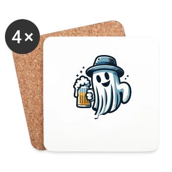 Funny Halloween Drinking Party Alcohol Ghost - Coasters (set of 4) - white - Front