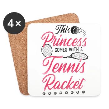 Drôle de joueur de tennis raquette fille - Dessous de verre (lot de 4) - blanc - Devant