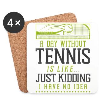 Raquette de joueur de tennis drôle un jour - Dessous de verre (lot de 4) - blanc - Devant