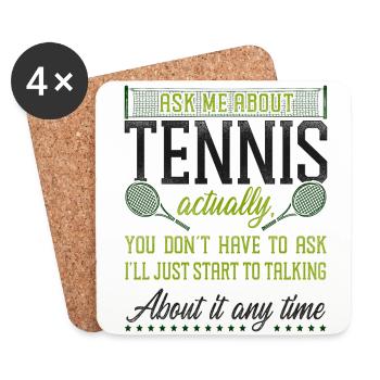 Funny Tennis Player Racket Ask Me - Untersetzer (4er-Set) - Weiß - Vorne
