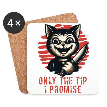Lustiger Katzen Spruch only The Tip Psycho Katze - Untersetzer (4er-Set) - Weiß - Vorne