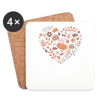 Grateful Pumpkin Heart Autumn Design - Coasters (set of 4) - white - Front
