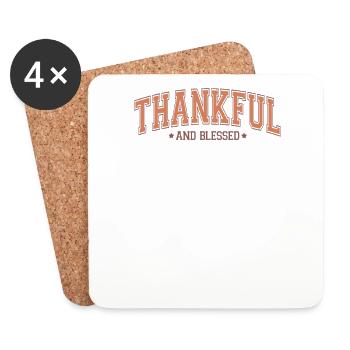 Dankbar und Gesegnet Klassisches Thanksgiving - Untersetzer (4er-Set) - Weiß - Vorne