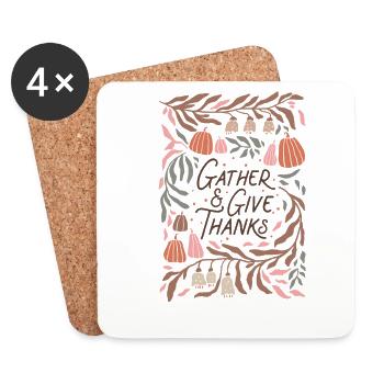 Collect & Say Thank You Thanksgiving Design - Coasters (set of 4) - white - Front